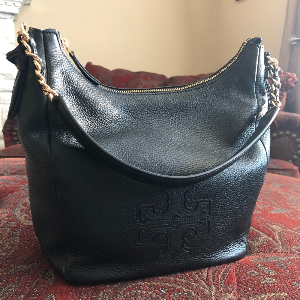 Tory Burch black Harper zip hobo bag